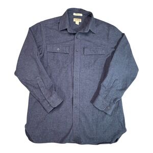 LL Bean Mens Chamois Cloth Shirt Traditional Fit Blue Long Sleeve Button Up M